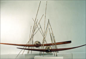 STRANDUNG 1996, Keramik Eichenholz, ca. 300 cm